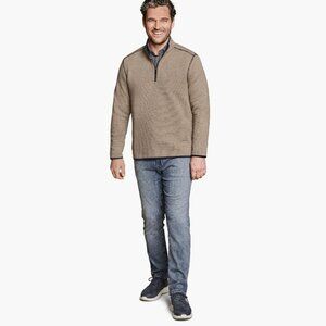 L/XL Reversible Channel-Quilted Quarter-Zip - Brown and Charcoal